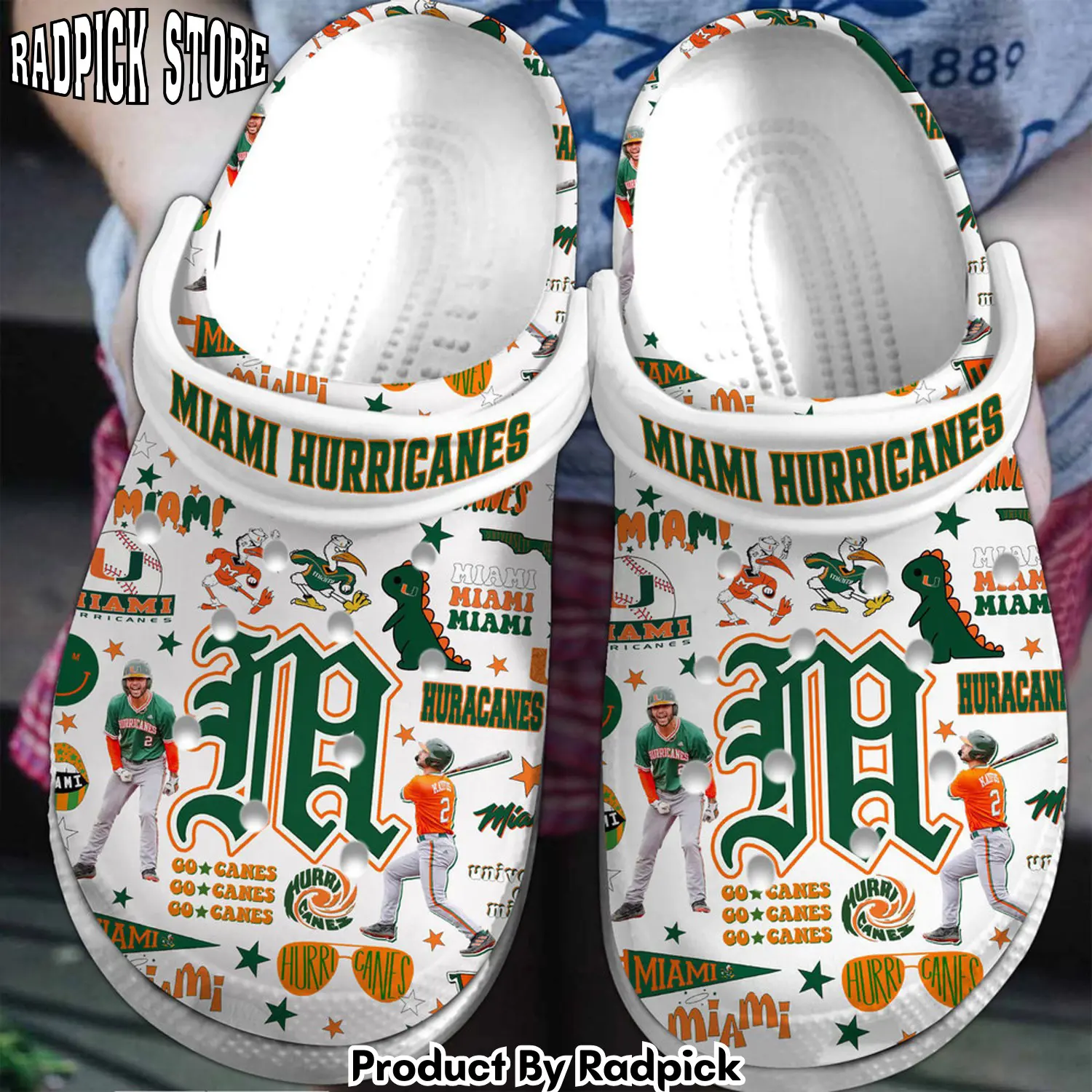 Radpick premium miami hurricanes ncaa sport clogs shoes comfortable for men women 5hn rp6522221